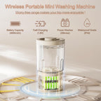 Portable Mini Washing Machine, Rechargeable Underwear Washing Machine Makeup Brush Cleaner Machine Small Clothes Mini Washer for Home, Hotel, Travel and Camping (Cream)
