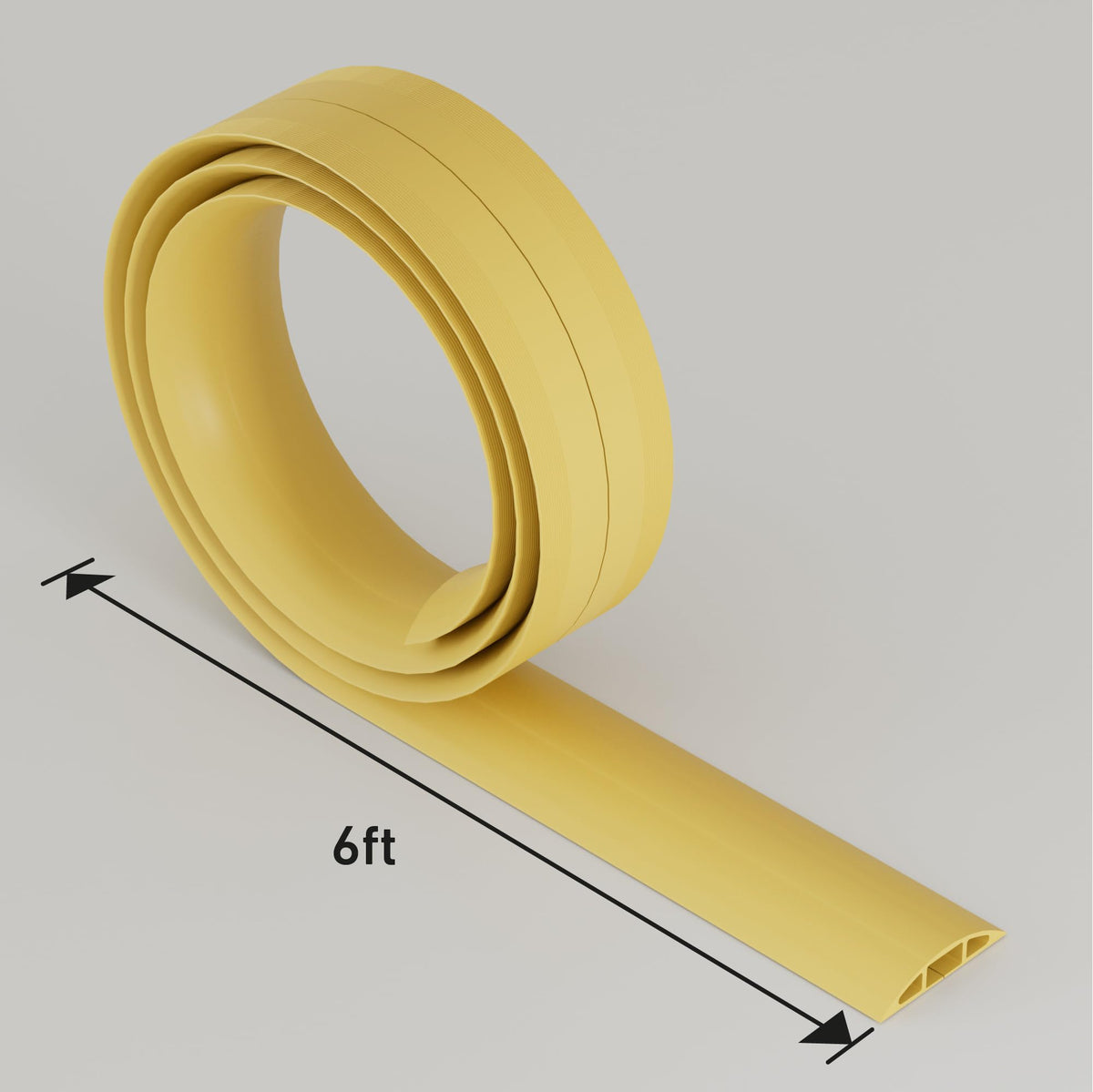 D-Line 6ft Floor Cord Cover, Cable Protector, Hide Extension Cords, Protect Cords, Prevent Cable Trips, Heavy Duty Cord Hider - Cable Cavity = 0.63" (W) x 0.31" (H) - Beige