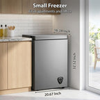 LifePlus Chest Freezer - 3.5 Cubic Feet Compact Deep Freezer Small Freezer 7 Adjustable Temperature with Removable Basket, Energy Saving Super Quiet for Garage, Office, Kitchen, or Apartment, Gray