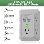 Surge Protector, QINLIANF 5 Outlet Extender with 4 USB Ports(2USB-C)