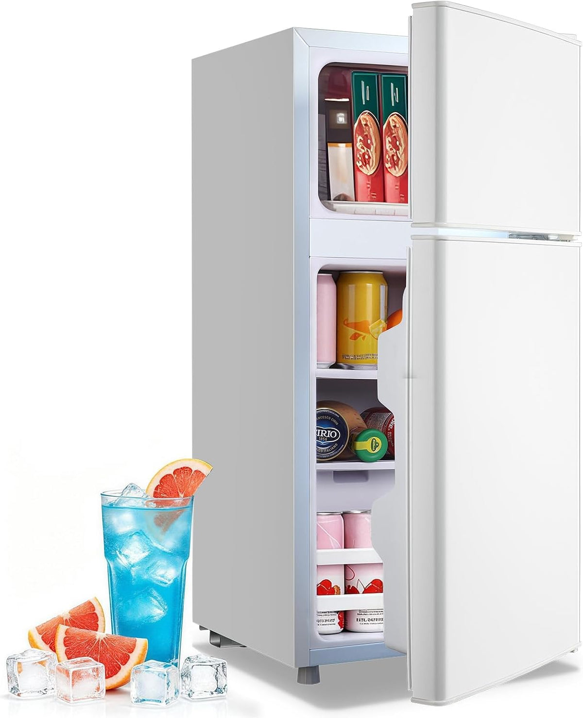 DEMULLER 2.4 Cu.Ft Small Refrigerator with Freezer Mini Fridge Removable Plastic Shelves Ideal for Apartment, Dormitory, Baby Pink