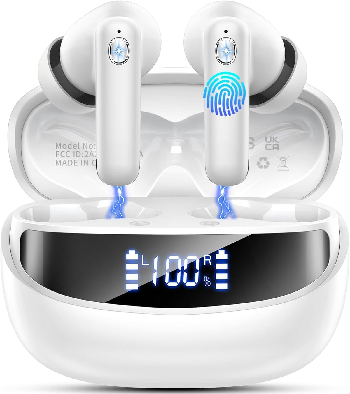 Wireless Earbuds, Bluetooth 5.4 Ear Buds, LED Power Display, 6D Bass Stereo