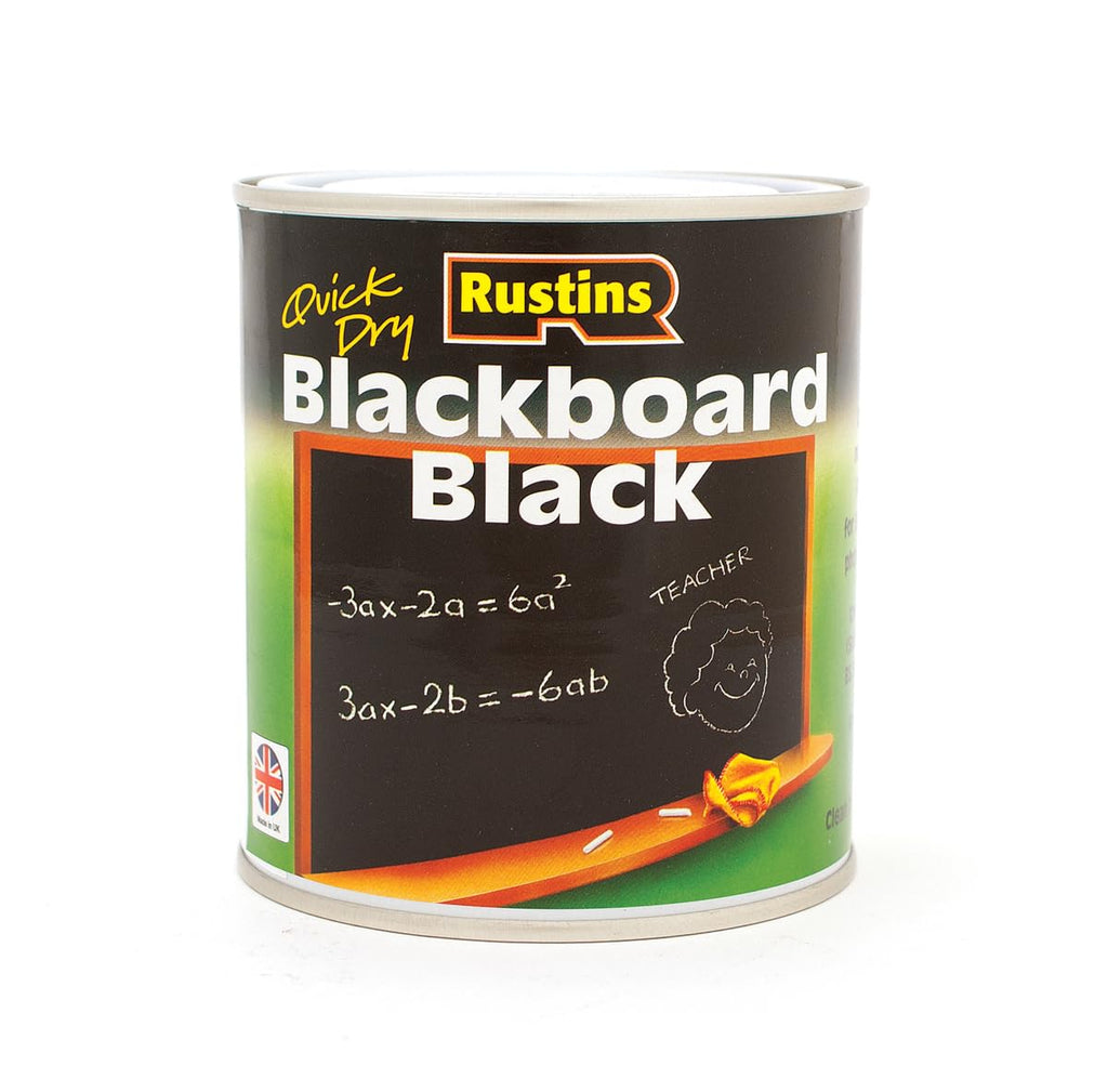 Rustins Blackboard Black 500ml– Quick Dry Matt Black Chalkboard Paint, Durable Writing Surface for Home, School & Office