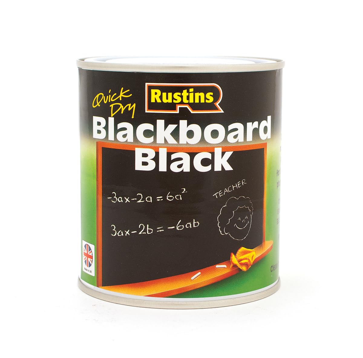 Rustins Blackboard Black 500ml– Quick Dry Matt Black Chalkboard Paint, Durable Writing Surface for Home, School & Office