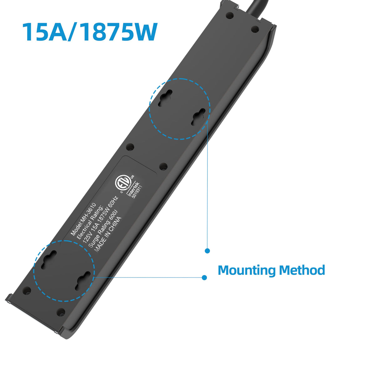 Power Strip Surge Protector, 6 Feet Extension Cord, 600 Joules Surge Protection, Multiple Protection 6 Outlet Strip, ETL Listed 1 Pack