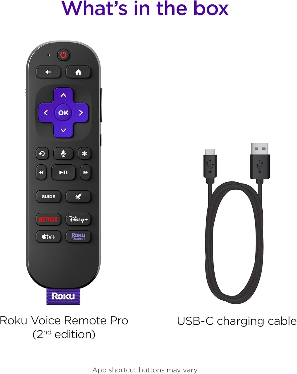 Roku Voice Remote Pro (2nd Ed.), TV Remote Control with Backlit Buttons