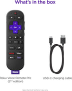 Roku Voice Remote Pro (2nd Ed.), TV Remote Control with Backlit Buttons
