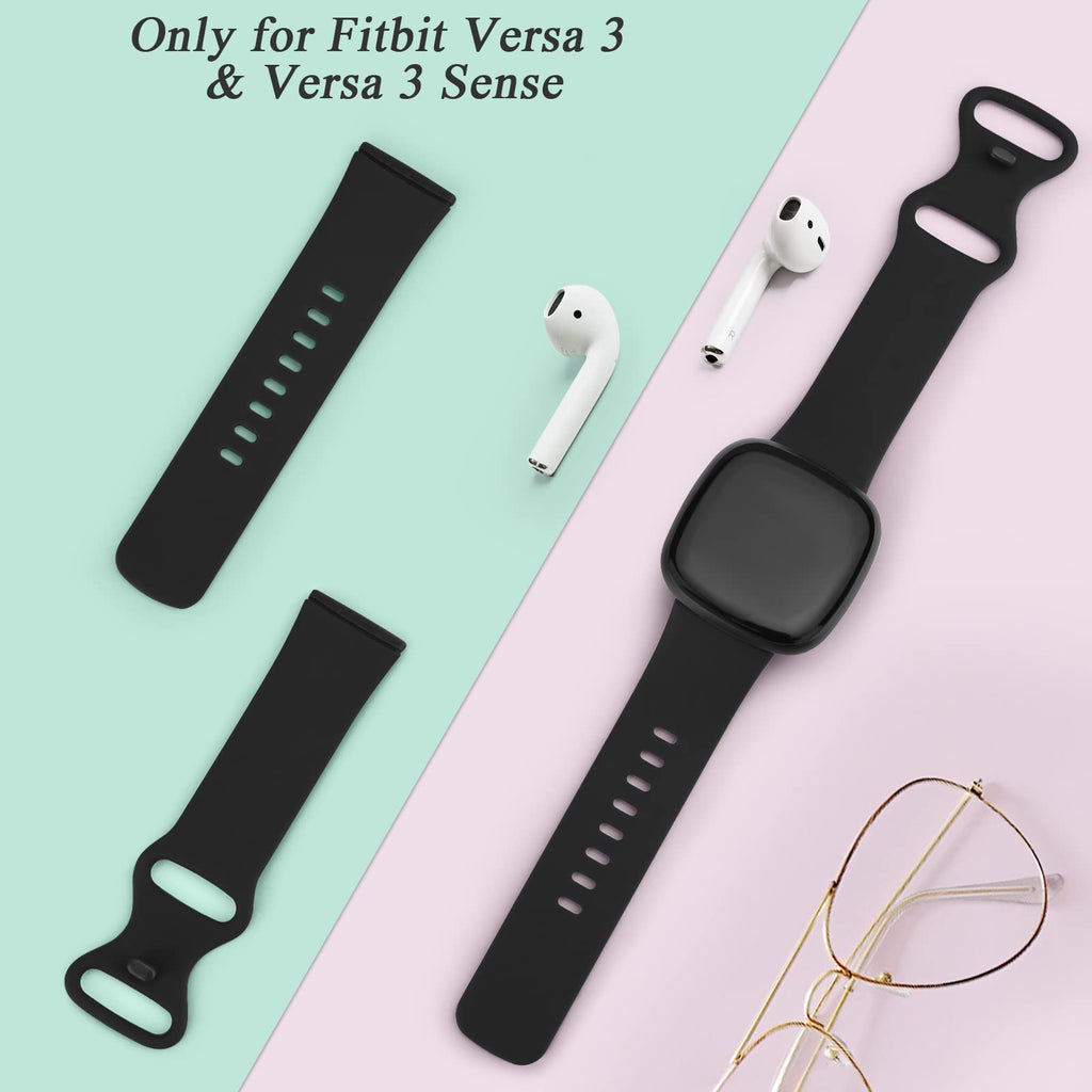 AK Straps for Fitbit Sense 2/Fitbit Sense/Fitbit Versa 4/Fitbit Versa 3 Straps for Women Men,Silicone Sport Classic Soft Replacement Straps Compatible with Fitbit Versa 3/Versa 4/Sense/Sense 2
