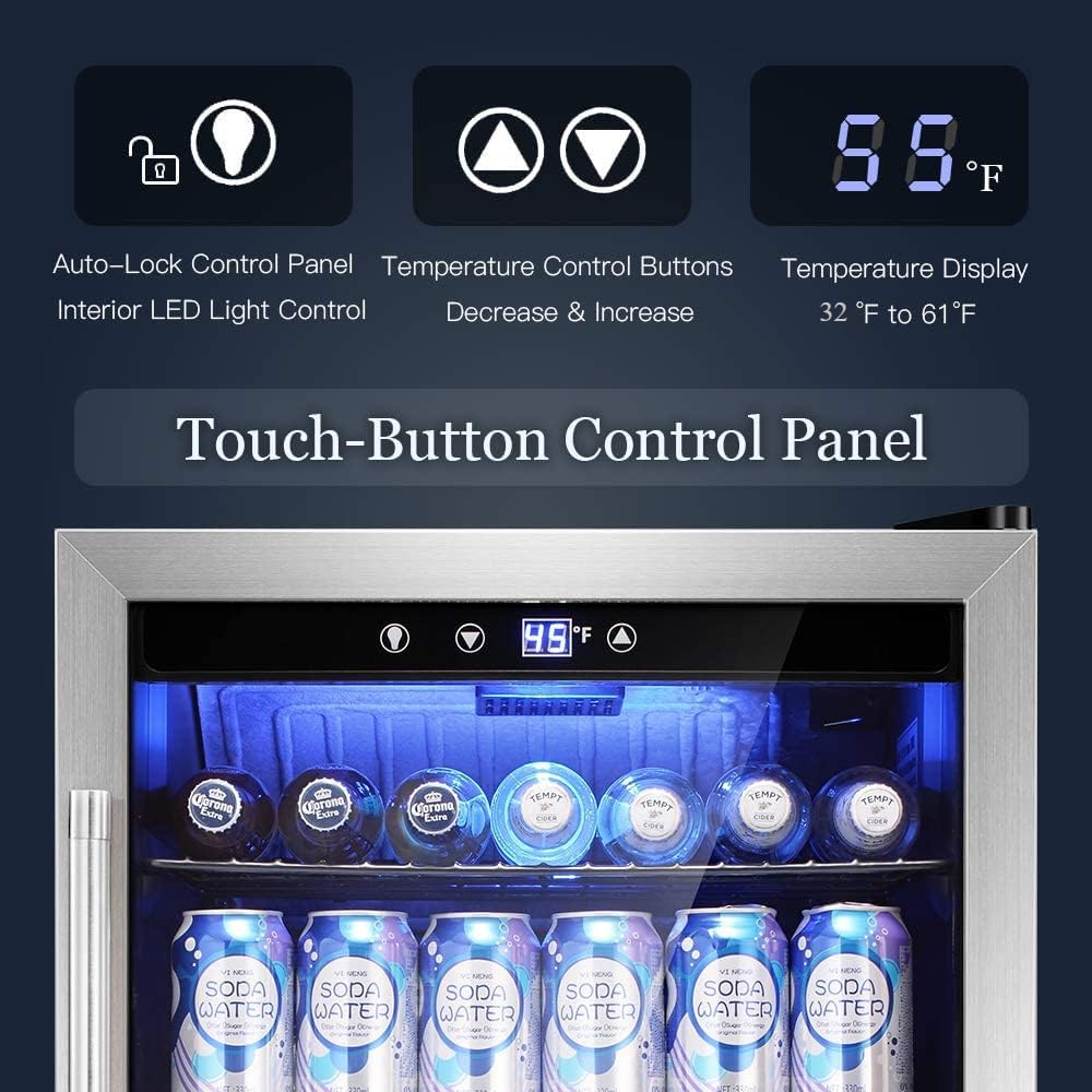 Antarctic Star 18L Mini Fridge Cooler 24Can, Beverage Refrigerator with Quiet Compressor, LED Light,Freestanding Small Fridge with Electronic Temperature Control for Home and Bar(40-61 ℉)