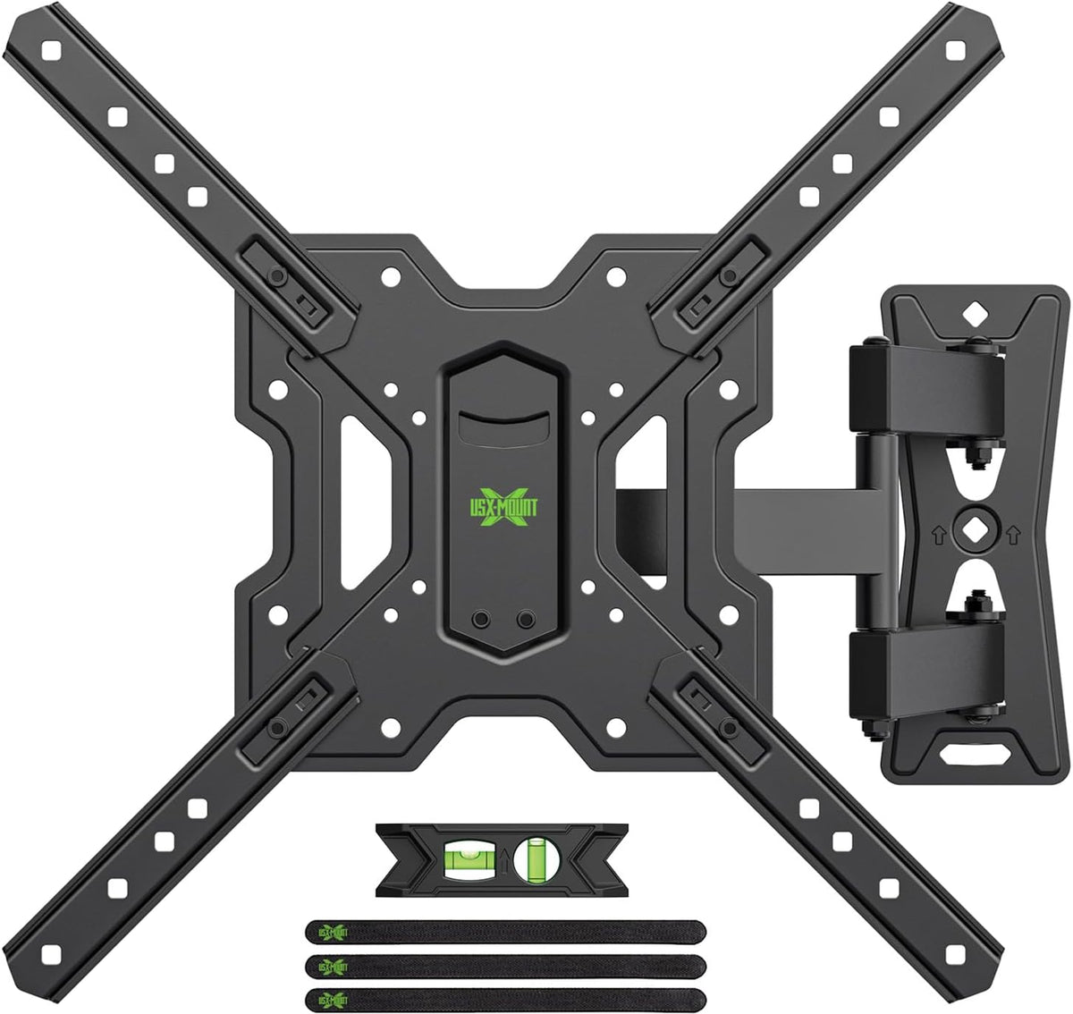 USX MOUNT UL Listed Full Motion TV Mount, Swivel Articulating Tilt TV Wall Mount for 26-65 Inch LED, 4K, Wall Mount Bracket with VESA 400x400mm Up to 77lbs, Perfect Center Design -XMM006-1