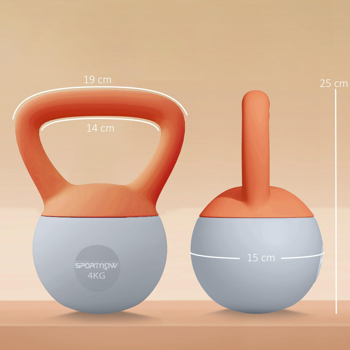 SPORTNOW 4/6/8/10/12kg Soft Kettlebell with Non Slip Handle Grey