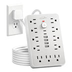 6 FT Flat Plug Surge Protector Power Strip,11 AC Outlets with 6 USB Ports