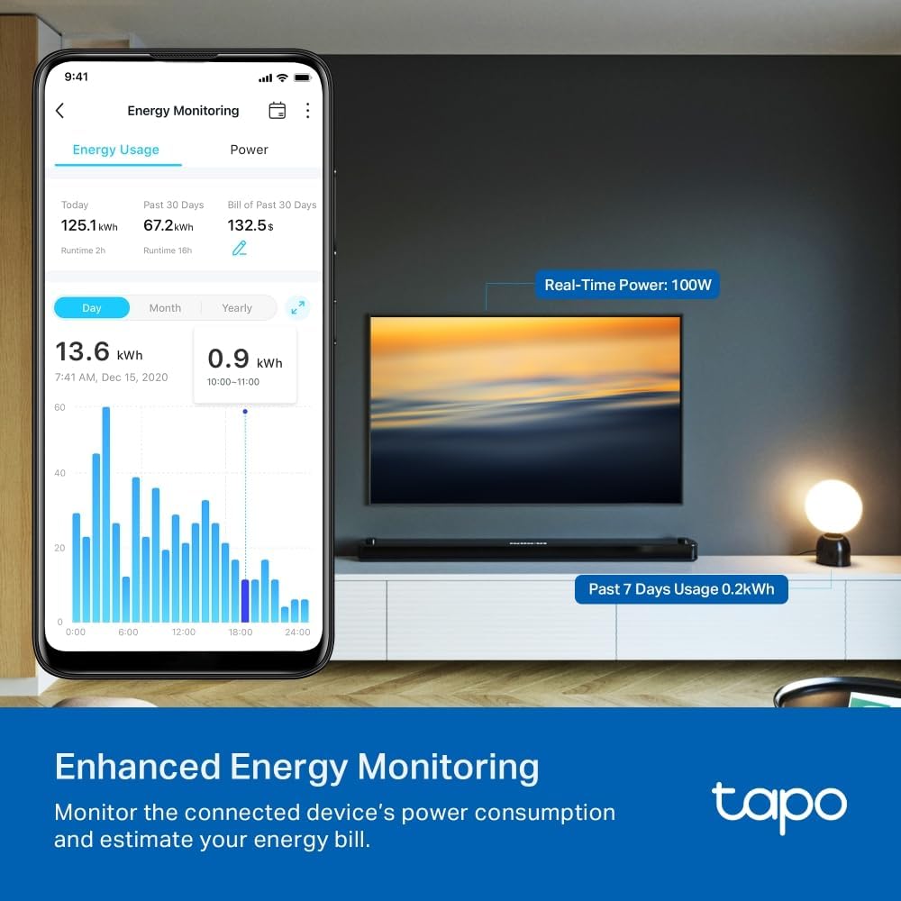 Tapo P110(2-pack) Smart Plug, Energy Monitoring WiFi Plug, Max 13A