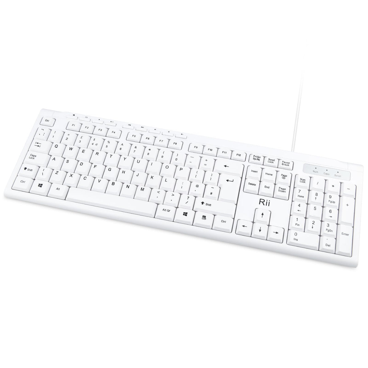 Rii RK907 USB Wired Keyboard Full Size Office Keyboard Compatible with Mac PC Tablet Windows Android Microsoft UK Layout
