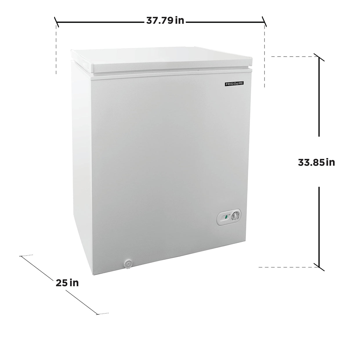 FRIGIDAIRE EFRF5003-BLACK Chest Deep Freezer-Garage-Ready, 5.0 Cu. Ft. Capacity, Black-Adjustable Thermostat-Removable Vinyl Coated Wire Basket-Easy Defrost Drain