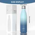 Stainless Steel Insulated Water Bottle, WATERSY Double Walled Metal Vacuum Flask Keep 24 Hrs Cold & 12 Hrs Hot Thermal Metal Sports Bottles 500ml BPA Free for Outdoor, Work, Gym, School (Black)
