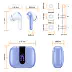 TAGRY Bluetooth Headphones True Wireless Earbuds 60H Playback LED Power Display Earphones with Wireless Charging Case IPX5 Waterproof in-Ear Ear buds with Mic for TV Smart Phone Laptop Computer Sports