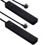 Amazon Basics Surge Protector Power Strip, 6-Outlet with 200J Protection, Circuit Breaker, LED Indicator, On/Off Switch, Wall-Mounting, 2ft Extension Cord, White, 2-Pack
