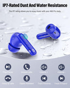 Wireless Earbuds, Bluetooth 5.4 Headphones Bass Stereo/Clear Calls, White