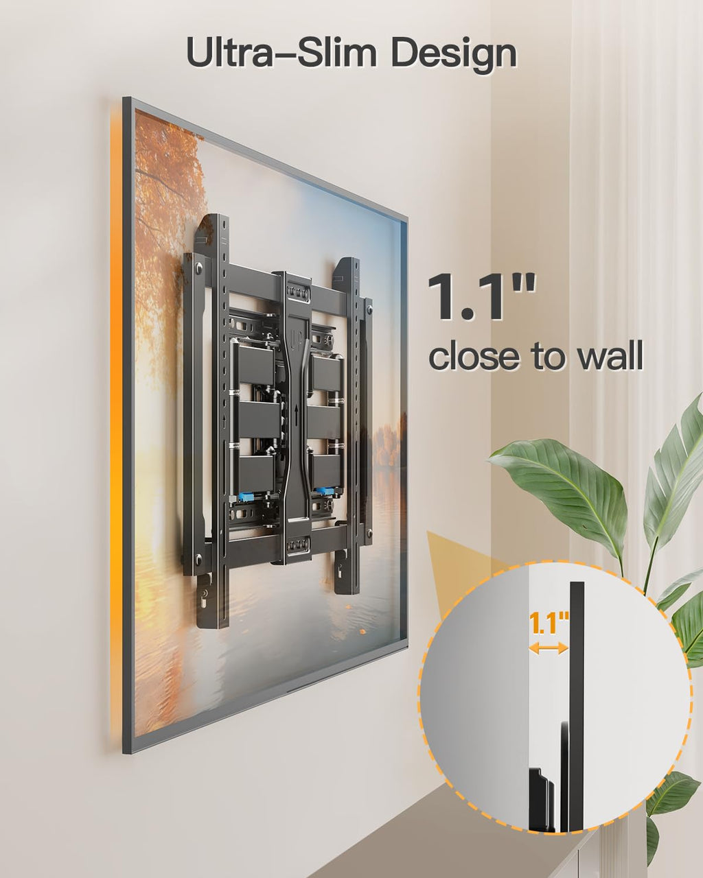 ELIVED Full Motion TV Wall Mount for 26-60" TVs, Max VESA 400x400, 77 lbs.