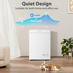 4.0 Cu.Ft Chest Freezer - 7-Temp Adjustable Deep Freezer, Ultra Quiet, Energy Saving, Removable Basket, Compact Small Deep Freezer for Apartments/Garage/Office/Kitchen, Gray