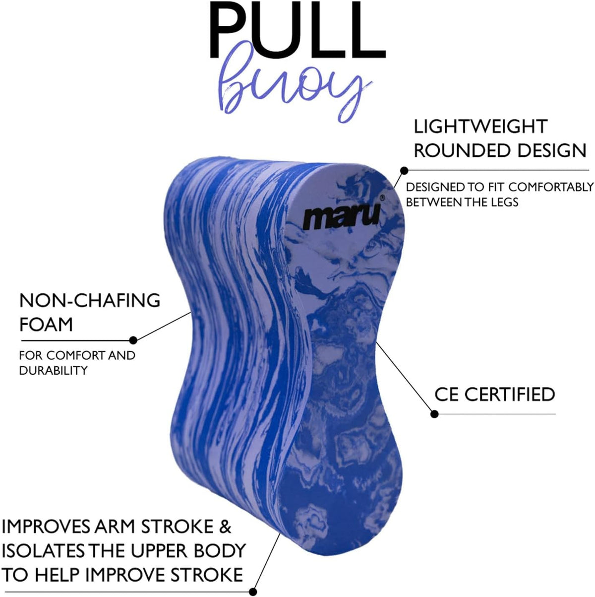 Maru Swimming Pull Buoy – Buoyant Foam Swimming Float – Improves Stroke Technique & Helps Strengthen Arms – Comfortable, Non-Chafing & Trusted by Coaches
