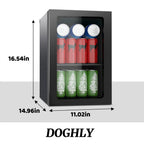 DOGHLY 0.95 Cu.Ft Mini Fridge Mirror Door for Beverages & Skincare, 24 Cans