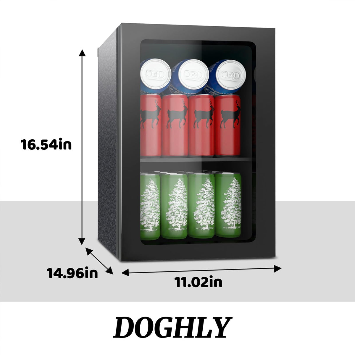 DOGHLY 0.95 Cu.Ft Mini Fridge Mirror Door for Beverages & Skincare, 24 Cans