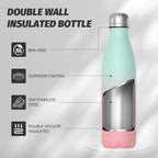 Stainless Steel Insulated Water Bottle, WATERSY Double Walled Metal Vacuum Flask Keep 24 Hrs Cold & 12 Hrs Hot Thermal Metal Sports Bottles 500ml BPA Free for Outdoor, Work, Gym, School (Black)