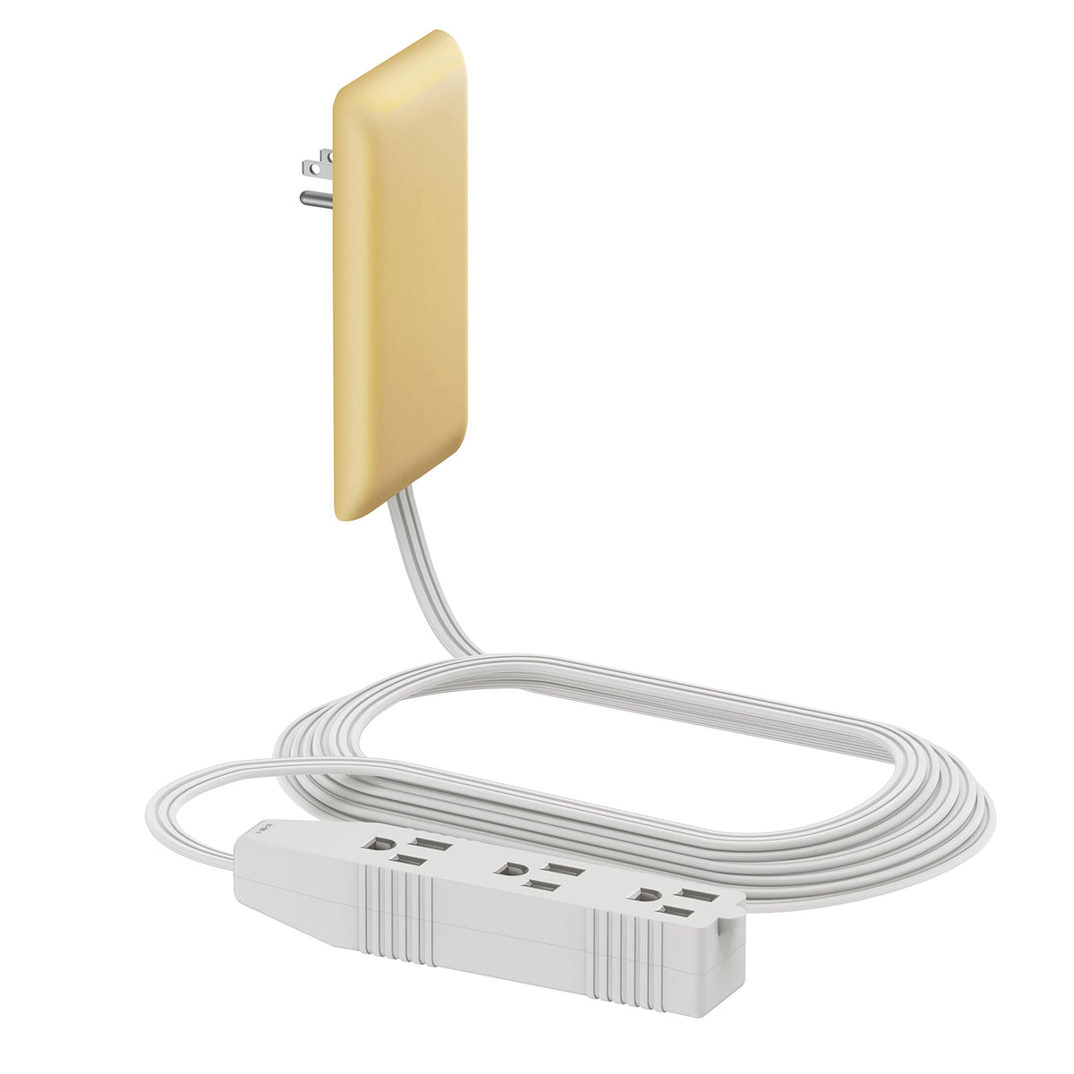LIDER Flat-Face Outlet Extender, 3 Receptacles, 8ft Cord, 1625W, ETL Listed