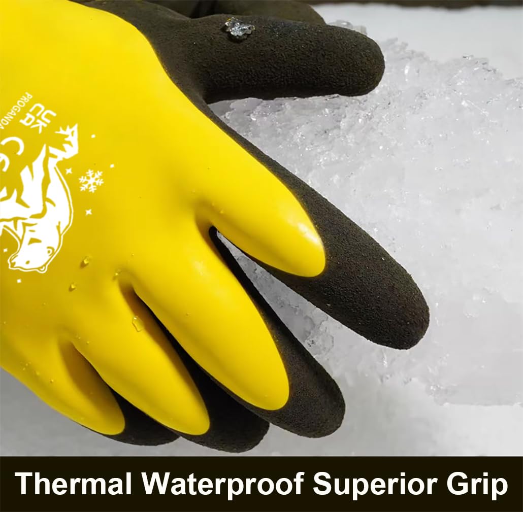 Winter Work Gloves Thermal Fleece Liner Waterproof Coating Superior Grip for Cold Weather Car Washing Gardening Fishing Multipurpose