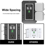 Multi Plug Wall Outlet Night Light, POWRUI 6 Outlet Extender & 3 USB Ports