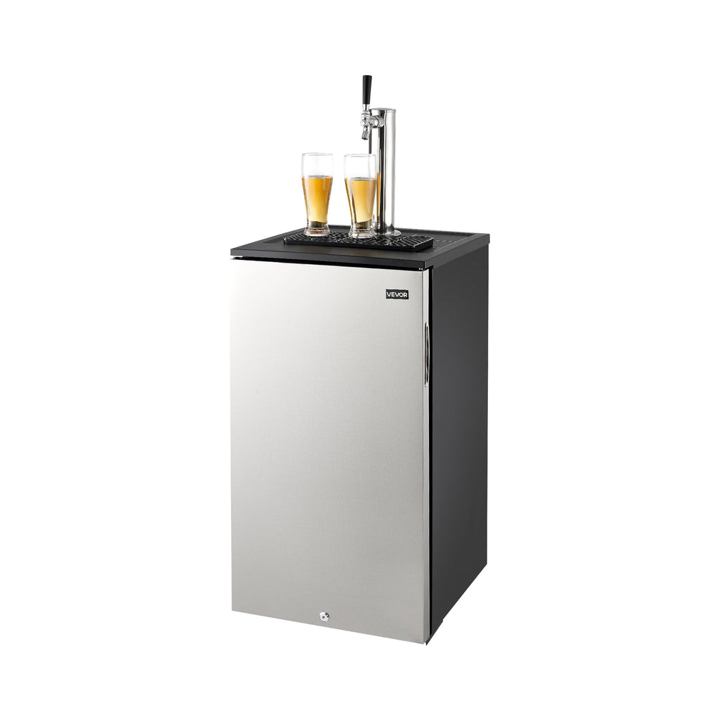 VEVOR Beer Kegerator, Single Tap Commercial Draft Beer Dispenser for D system, Full Size Keg Refrigerator with 5lbs CO2 Tank, Hold 2 Sixth / 2 Ball lock keg, Black