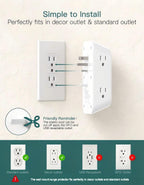 Addtam 6-Outlet Extender Surge Protector, Multi Plug Wall Outlet with 4 USB Wall Charger(PD 30W), Plug Extension Outlet with 1800J, Outlet Splitter Power Strip for Home Office, White