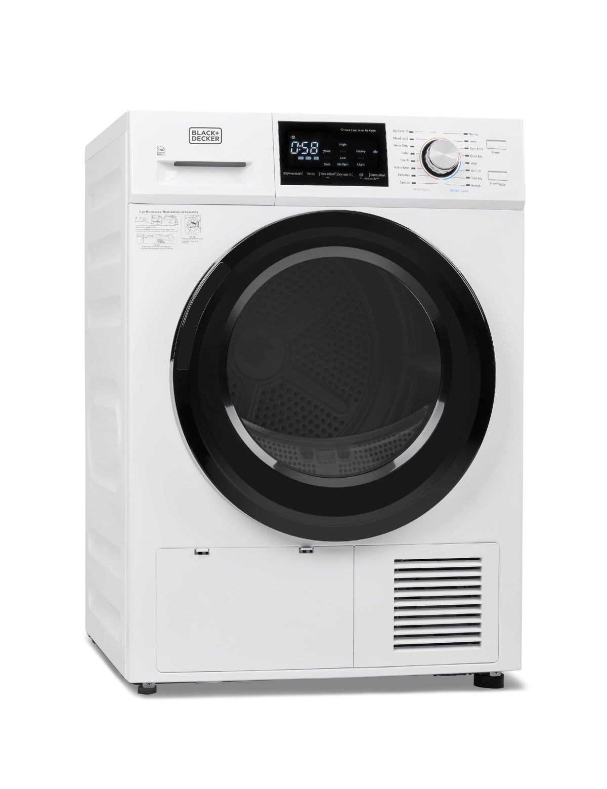 BLACK+DECKER 2.65 Cu. Ft. Portable Dryer, 8.8 lb. Capacity, BCED26, White