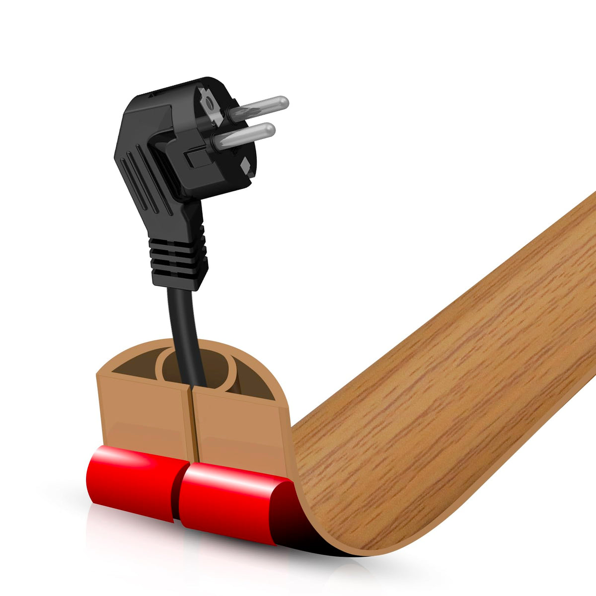 Floor Cord Cover Self Adhesive Cord Hider,3.3FT Cable Management, Extension Strip Protector for Wires, Prevent Cable Trips for Offices, Gyms, Exhibitions Cavity:0.3"(W) x 0.28"(H) Brown Wood