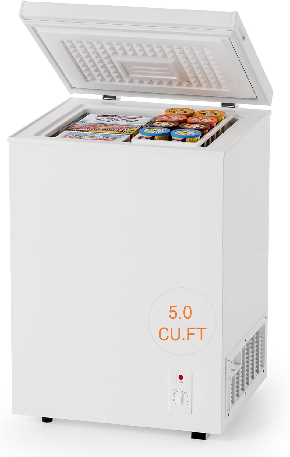 7.0 Cu Ft Chest Freezer - Energy Saving Quiet Top Open Door Mini Freezer Adjustable 6 Thermostat - Compact Small Deep Freezer w/Removable Basket and Defrost Water Drain for Home/Apartment/Garage