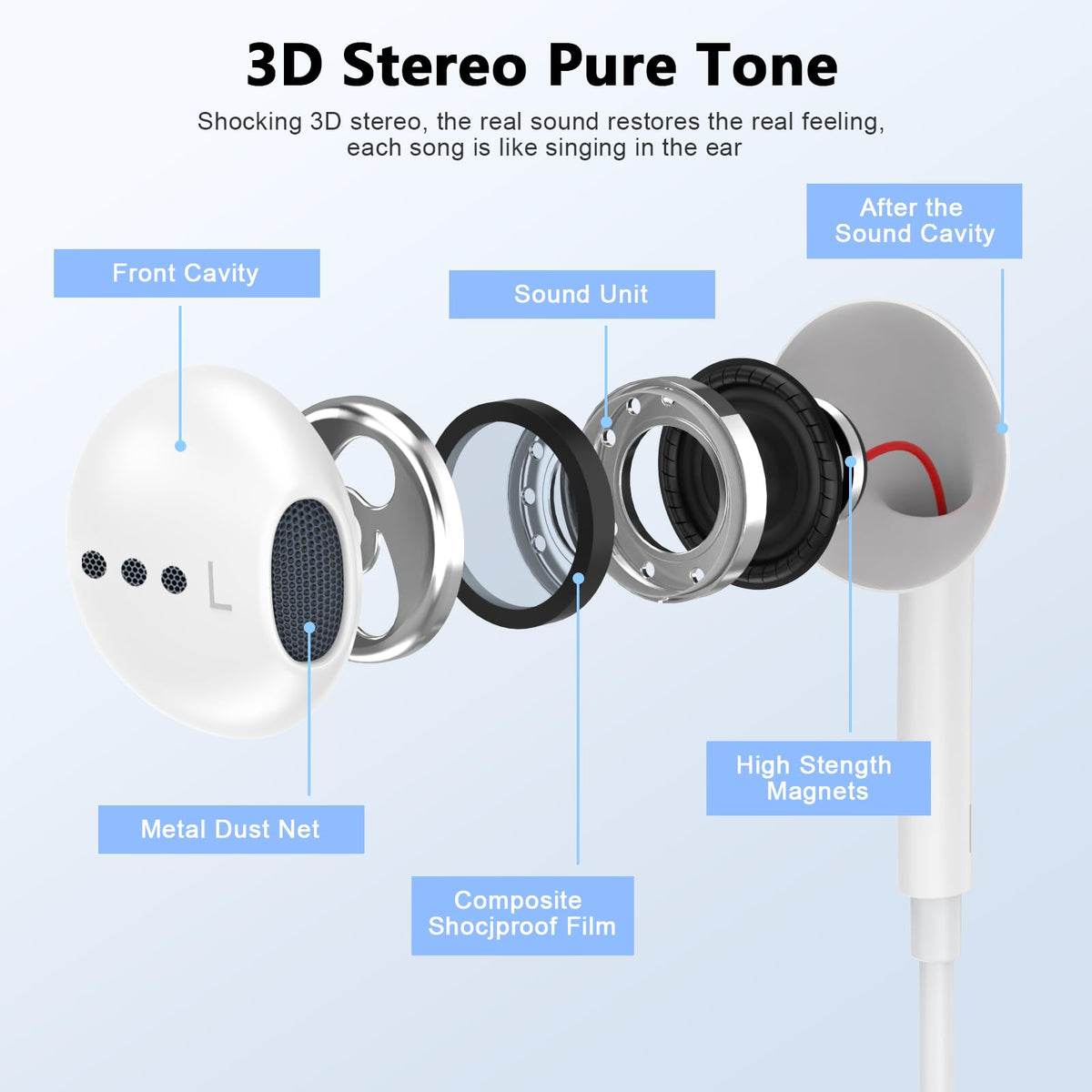 Apple MFi Certified iPhone Headphones Wired with Lightning Connector 2 Pack