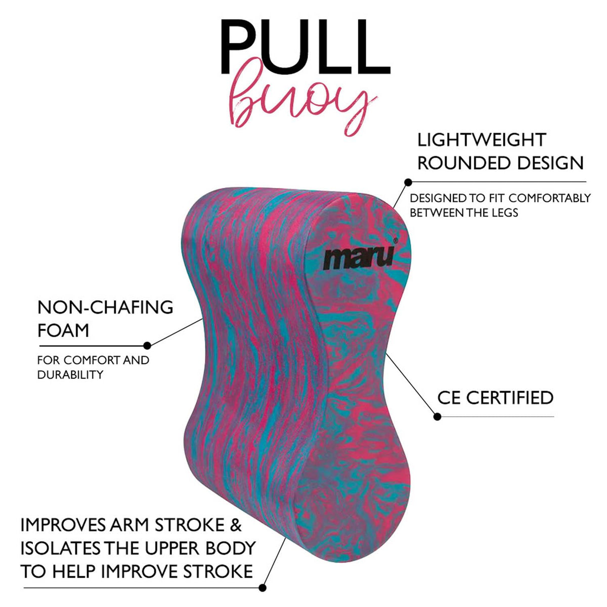 Maru Swimming Pull Buoy – Buoyant Foam Swimming Float – Improves Stroke Technique & Helps Strengthen Arms – Comfortable, Non-Chafing & Trusted by Coaches