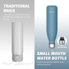 Stainless Steel Insulated Water Bottle, WATERSY Double Walled Metal Vacuum Flask Keep 24 Hrs Cold & 12 Hrs Hot Thermal Metal Sports Bottles 500ml BPA Free for Outdoor, Work, Gym, School (Black)