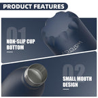Stainless Steel Insulated Water Bottle, WATERSY Double Walled Metal Vacuum Flask Keep 24 Hrs Cold & 12 Hrs Hot Thermal Metal Sports Bottles 500ml BPA Free for Outdoor, Work, Gym, School (Black)