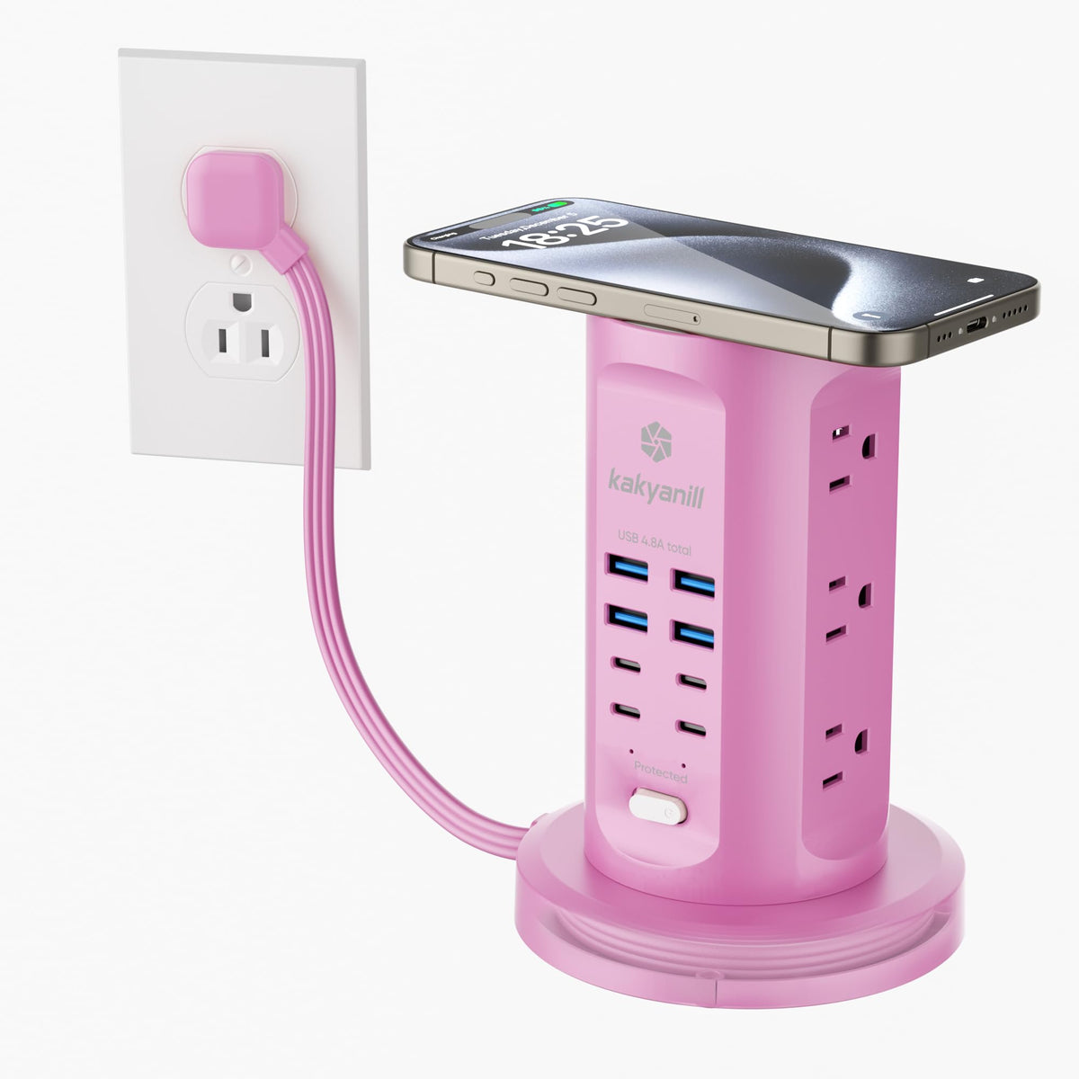 Power Strip Tower, kakyanill PD 65W Charging Station 9 AC Outlets 8 USB