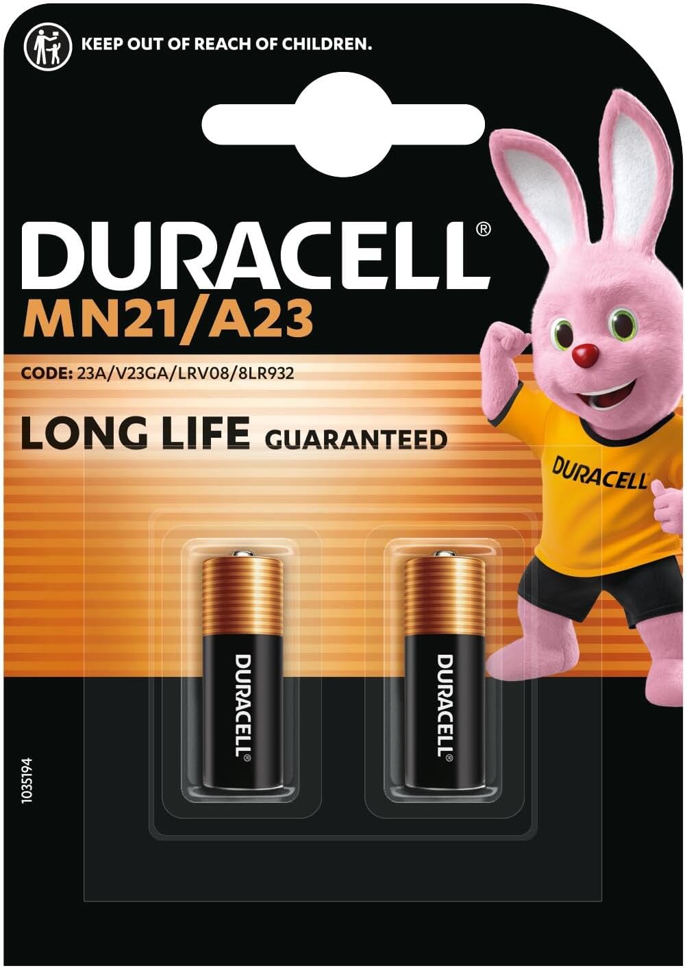 DURACELL MN21 Specialty Alkaline Battery (2 Pack) 12V, A23/8LR932