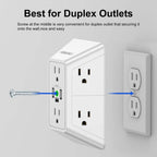 Multi Plug Wall Outlet Night Light, POWRUI 6 Outlet Extender & 3 USB Ports