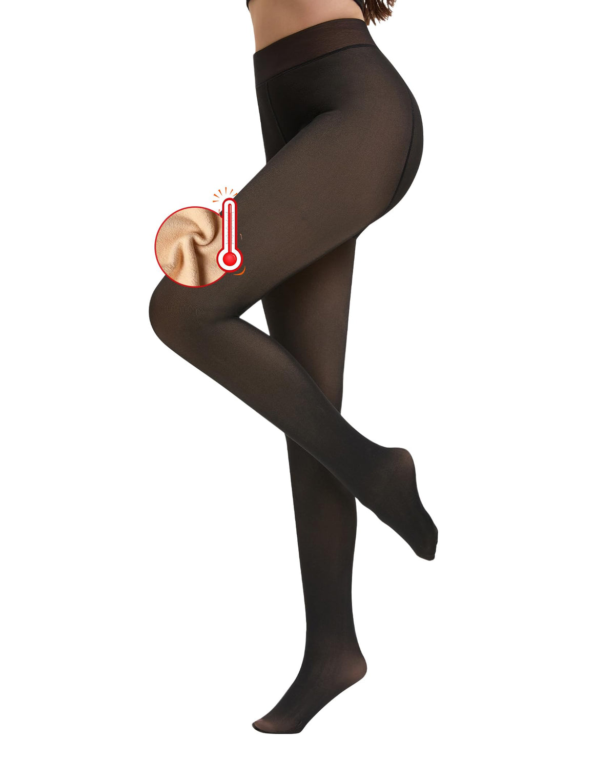 Lnmyic Fleece Lined Thermal Tights That Look Sheer Women Black & Brown