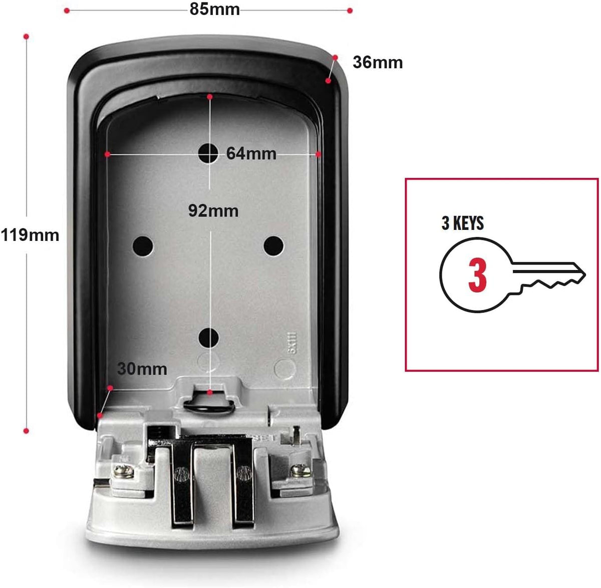 Master Lock Key Safe Wall Mounted, Medium, Outdoor
