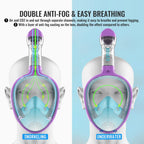 G2RISE SN01 Full Face Snorkel Mask with Detachable Camera Mount, Anti-Fog and Foldable Design, Advanced Breathing System for a Safe Adults/Kids Snorkeling Experience