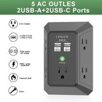 Surge Protector, QINLIANF 5 Outlet Extender with 4 USB Ports(2USB-C)