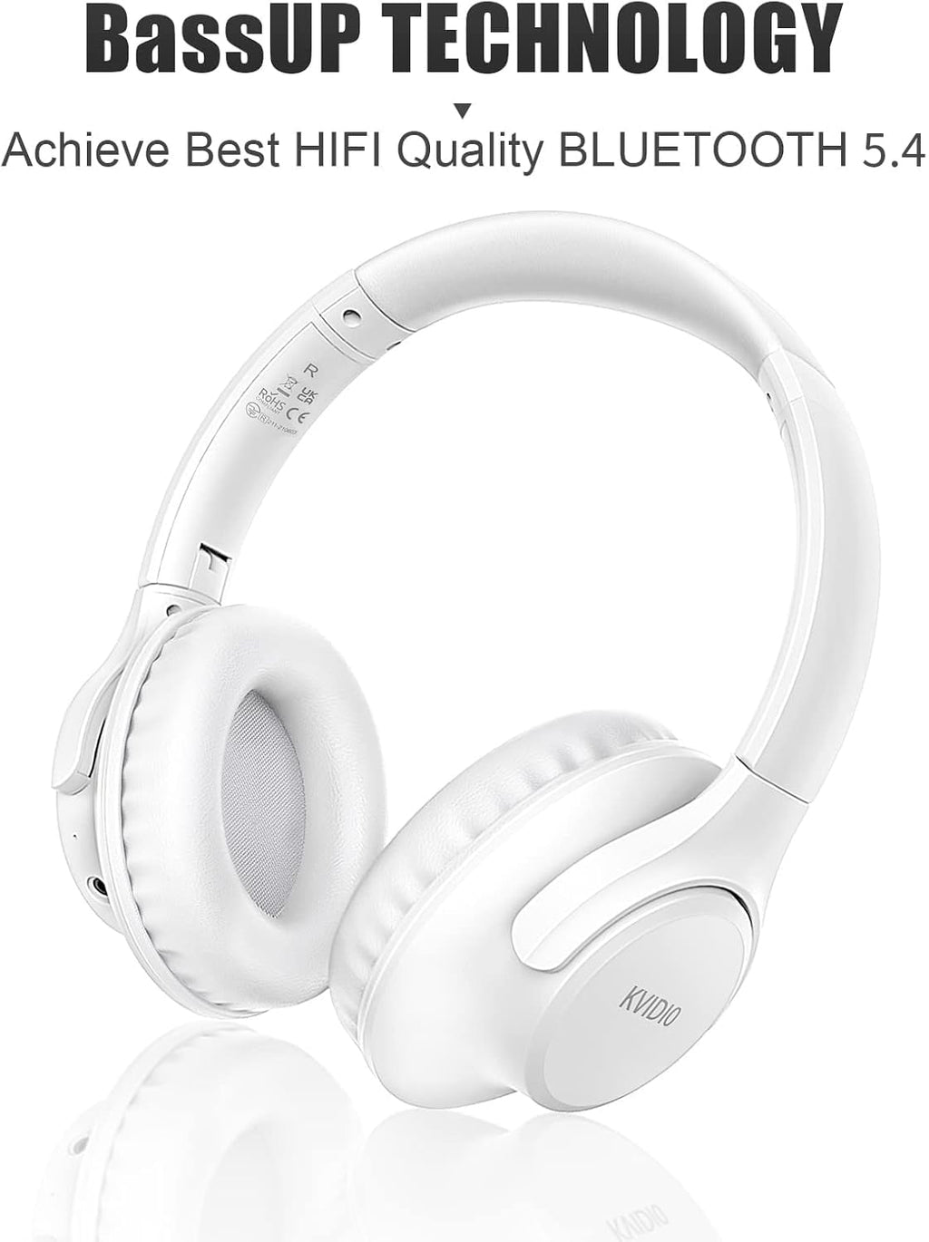 KVIDIO Bluetooth Headphones Wireless Over Ear Headsets 65H Playtime