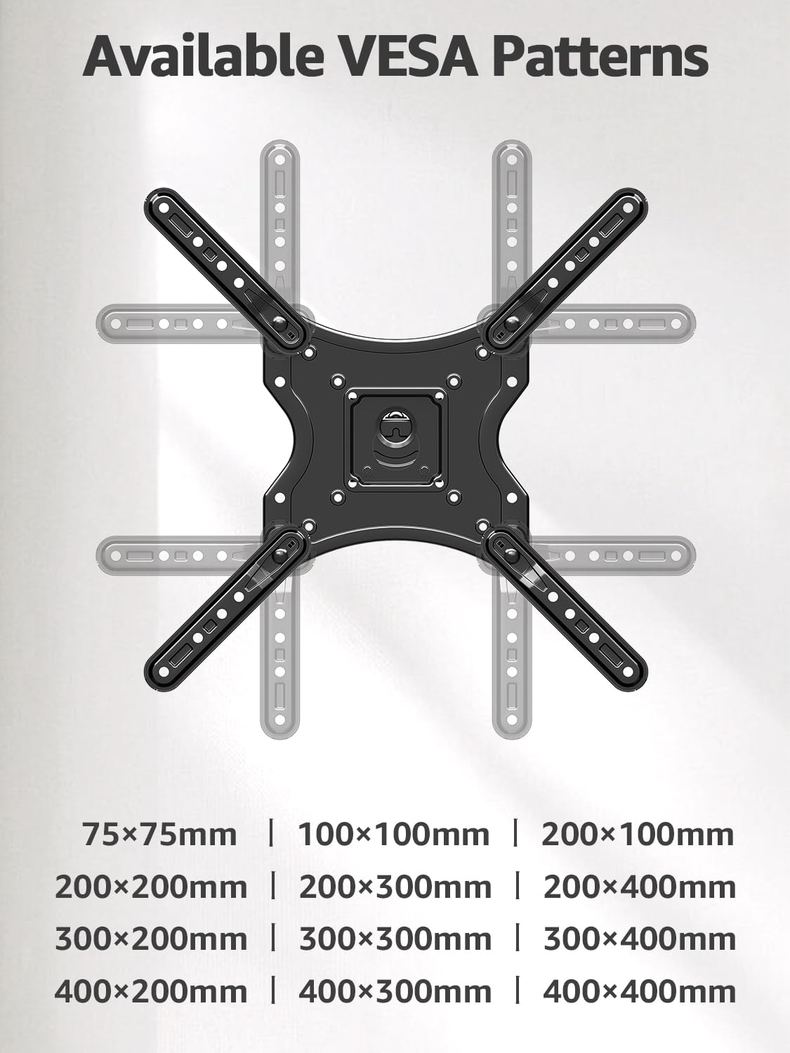 ELIVED Full Motion TV Wall Mount for 26-60" TVs, Max VESA 400x400, 77 lbs.